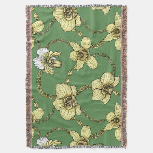Couverture Orchidées et chaînes, jaune et vert kelly (devant Vertical)