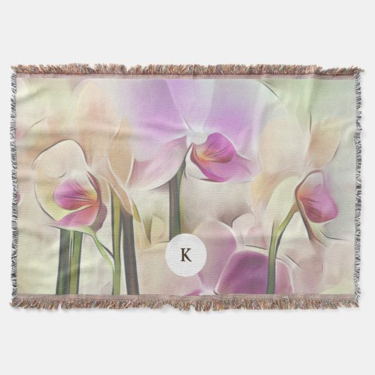 Couverture Orchidées stylées | Ajouter votre initiale (Devant)