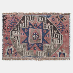 Couverture Oriental Antique Bleu Kilim Rug Rouge