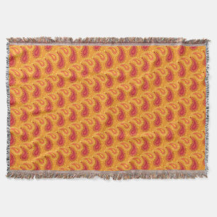 Couverture Oriental Orange Perse Motif Paisley