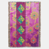 Couverture ORIENTAL Rose Turquoise Floral - Jetez la couvertu (devant Vertical)