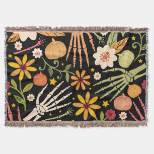 Couverture Os d'Halloween, motif floral sans couture.