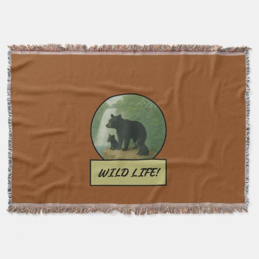 Couverture Ours Noir Et Cubs Saddle Brown Lot (Devant)