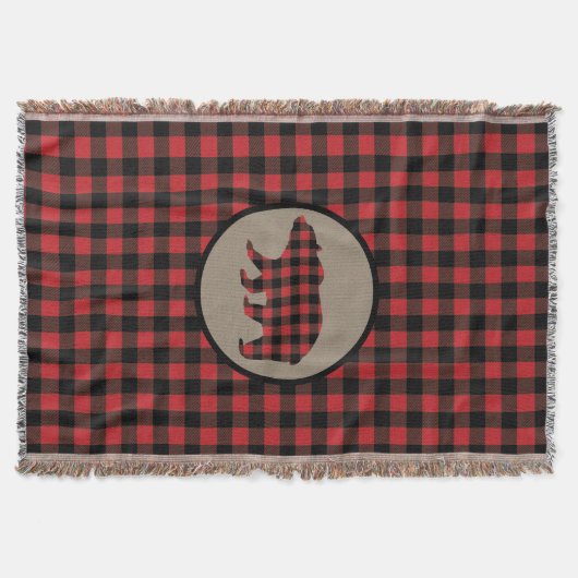 Couverture Ours Plaid Noir Rouge (Devant)