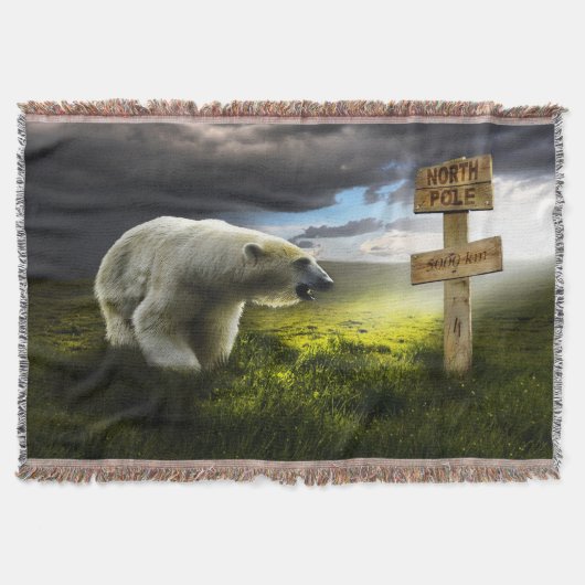 Couverture Ours polaire regardant le panneau en bois du pôle  (Devant)