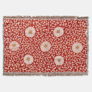 Couverture Owen Jones Ornement Chinois Fleurs Rouges et Blanc