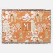 Couverture Pagode de la Chinoiserie orange Monogramme (Devant)