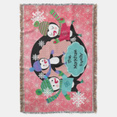 Couverture Paillettes de neige et points roses Pingouins Jeu  (devant Vertical)