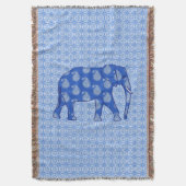 Couverture Paisley éléphant - bleu cobalt et blanc (devant Vertical)