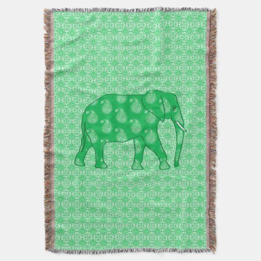 Couverture Paisley éléphant - Jade vert et blanc (devant Vertical)