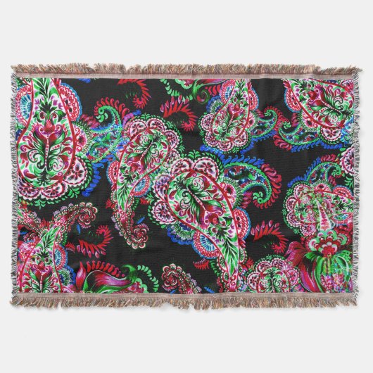 Couverture Paisley Floral Pattern, Ethnic Arrière - plan. (Devant)