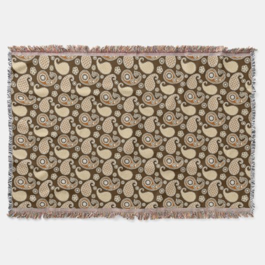 Couverture Paisley motif, Chocolat Brown et Tan (Devant)