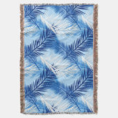Couverture Palm Leaf Print, Cobalt, blanc et bleu ciel (devant Vertical)