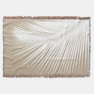 Couverture Palmette - blanc sur le taupe bronzage