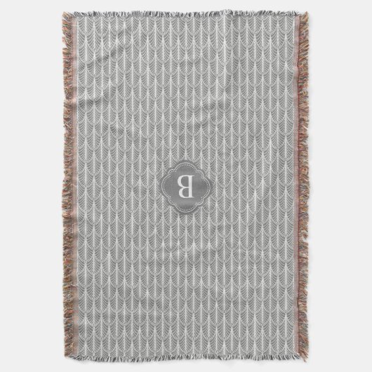 Couverture Palmier Art Déco Motif avec votre Monogramme (devant Vertical)