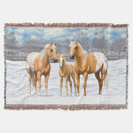 Couverture Palomino Appaloosa Chevaux En Neige (Devant)