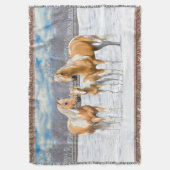 Couverture Palomino Pinto Peinture Quarter Chevaux En Neige (devant Vertical)