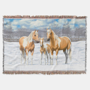 Couverture Palomino Pinto Peinture Quarter Chevaux En Neige