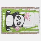 Couverture Panda heureux avec bambou et fleurs de cerisiers (Devant)