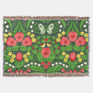 Couverture Pansies rouges, oiseaux et papillons
