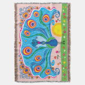 Couverture Paon avec des fleurs (devant Vertical)