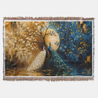 Couverture Paons blancs et bleus élégants