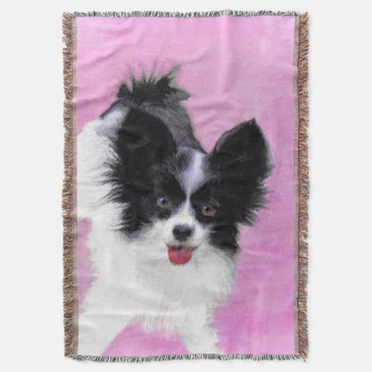 Couverture Papillon (blanc et noir) Peinture - Chien Art (devant Vertical)
