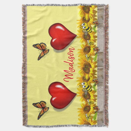 Couverture Papillon de tournesol Bumblebee Lance Blanket (devant Vertical)