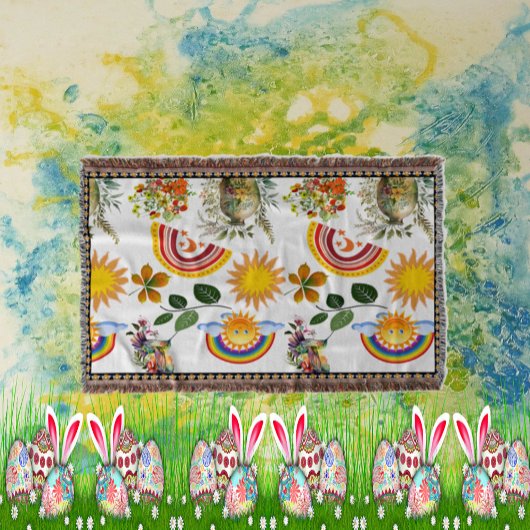 Couverture Papillon du jardin de printemps Arc en ciel Vert s