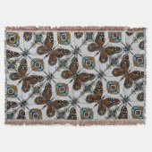 Couverture Papillon Monarque Boho Inspiré Diagonal Carreaux (Devant)