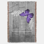 Couverture Papillon pourpre Rustique Personnalisée Blanche (devant Vertical)
