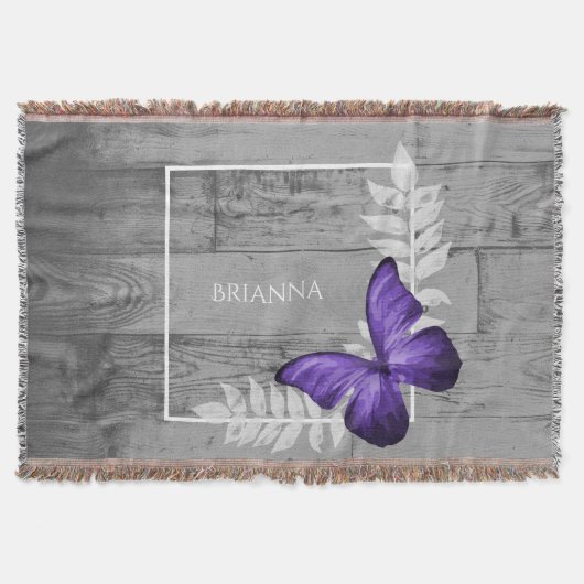 Couverture Papillon pourpre Rustique Personnalisée Blanche (Devant)
