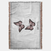 Couverture Papillon rose floral personnalisées Blanche (devant Vertical)