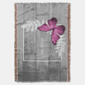 Couverture Papillon rose Rustique Personnalisée Blanche (devant Vertical)