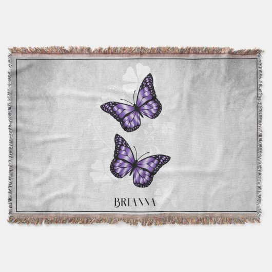 Couverture Papillon violet Floral Partout à lancer personnali (Devant)