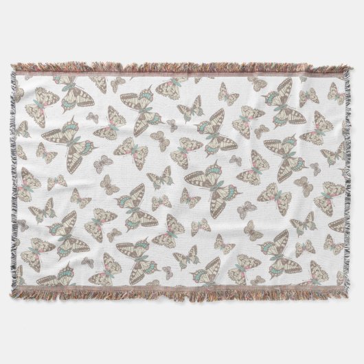 Couverture Papillons aléatoires style blanc motif jetés (Devant)