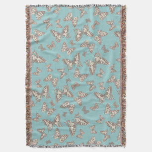 Couverture Papillons aléatoires style turquoise motif lancer