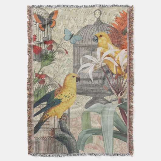 Couverture Parrot Jaune Tropical Antique Fleur (devant Vertical)
