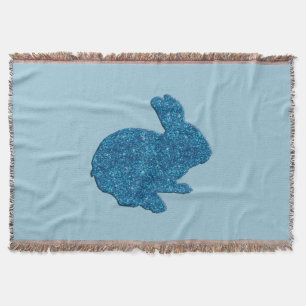Couverture Parties scintillant Bleue Silhouette Lapin Pâques