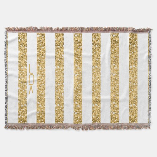 Couverture Parties scintillant d'or Blancs Motif Monogramme (Devant)