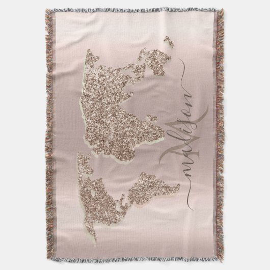 Couverture Parties scintillant World Map Voyage Rose Gold Mon (devant Vertical)