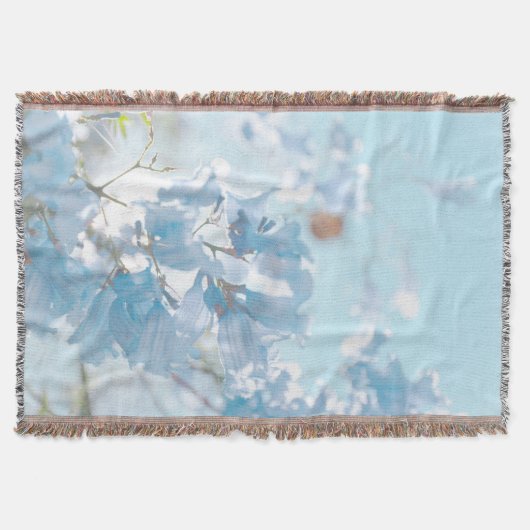 Couverture Pastel Bleu Doux Jacaranda Arbre Fleurs Fleurs (Devant)