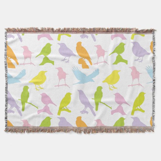 Couverture Pastel Coloured Variété d'oiseaux Motif (Devant)