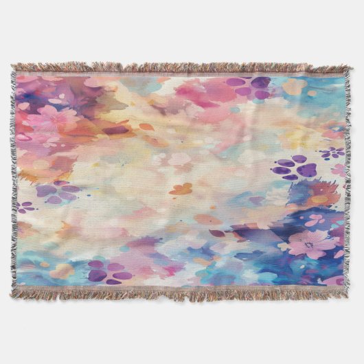 Couverture Pastel Paw Print Throw Blanket A Gentle Hug (Devant)