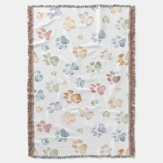 Couverture Pastel Paw Print Throw Blanket Cozy Bloom (devant Vertical)