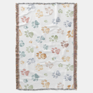 Couverture Pastel Paw Print Throw Blanket Cozy Bloom 