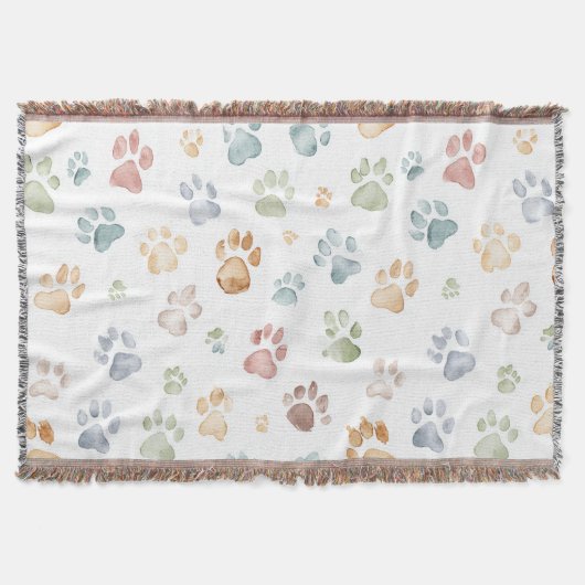 Couverture Pastel Paw Print Throw Blanket Cozy Bloom  (Devant)
