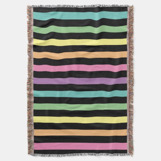 Couverture Pastel Rainbow et Black Stripes Motif (devant Vertical)