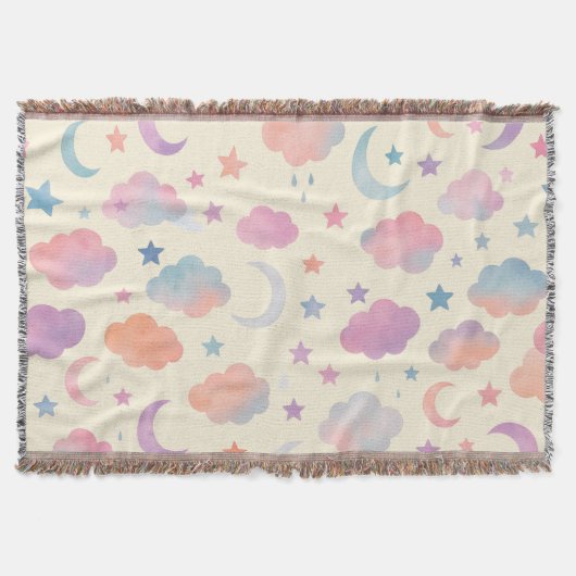 Couverture Pastel Sky Dreams - Motif Lune, Etoiles & Nuages (Devant)