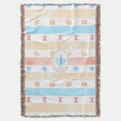 Couverture Pastel Stripe - Empreintes de pattes, Fleur Bleue, (devant Vertical)